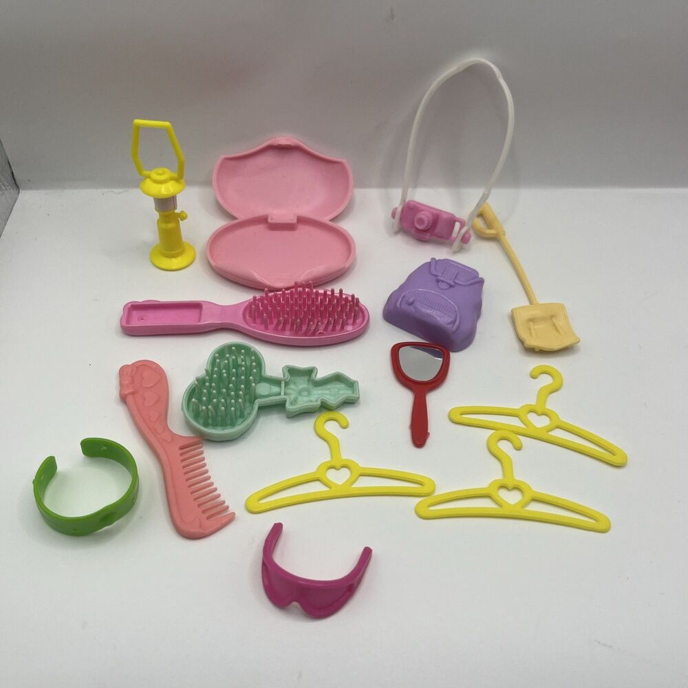 Lot of 14 Vintage BARBIE 90's Combs Hairbrushes Hangers Hair Clip Etc (B1)